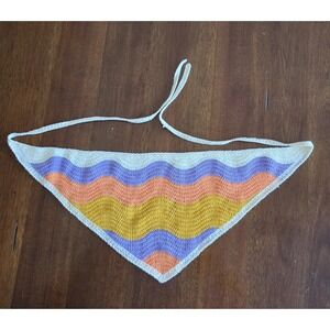 White Blue Peach and Yellow Crochet‎ Hair Bandana